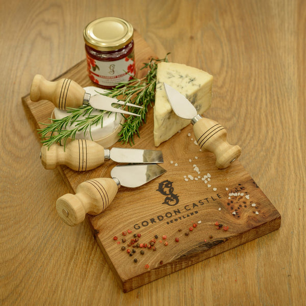 Burr Elm Chopping Board and Cheese Knife Set