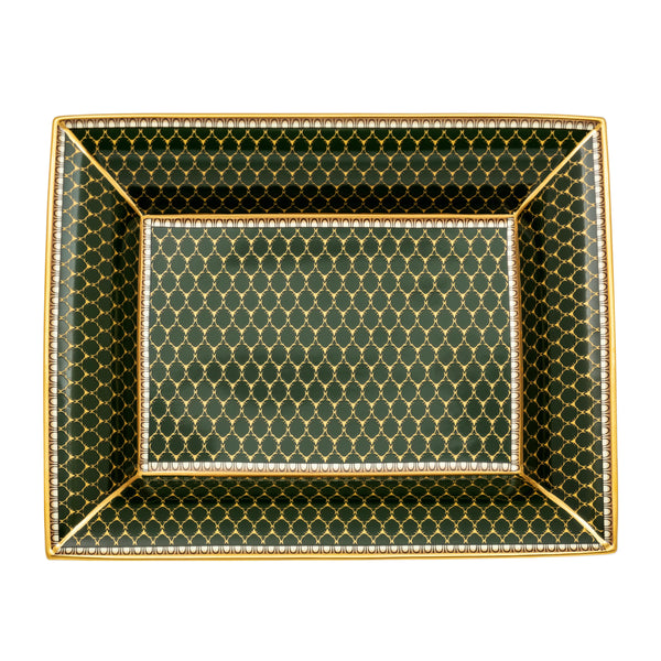 Halcyon Days Antler Trellis Dark Green Large Trinket Tray