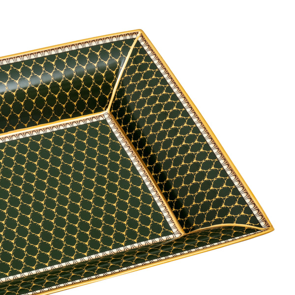 Halcyon Days Antler Trellis Dark Green Large Trinket Tray