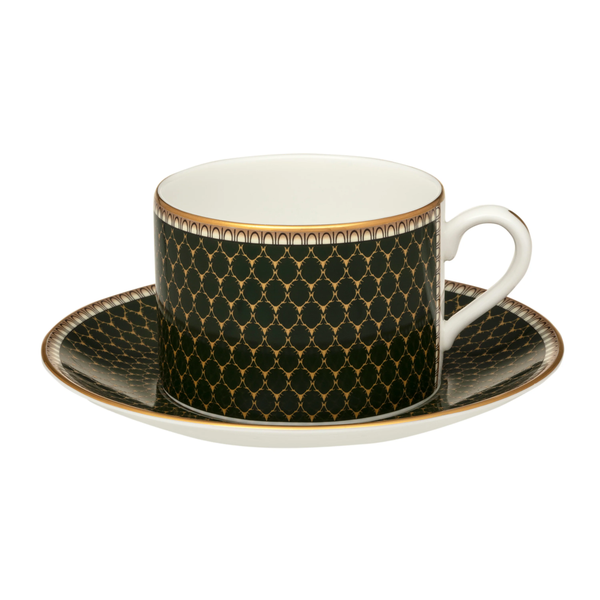 halcyon days antler trellis dark green teacup & saucer