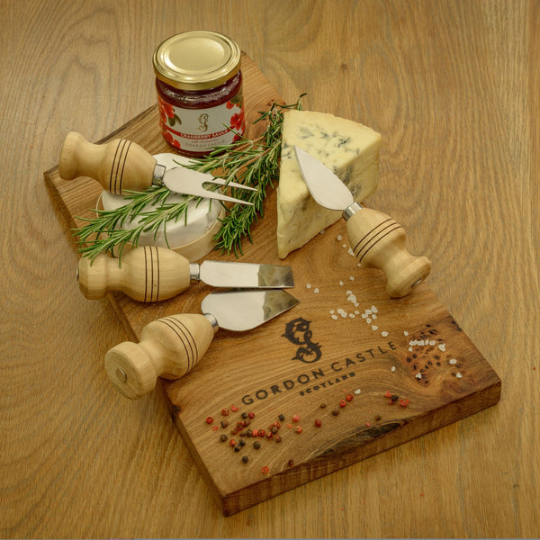 Burr Elm Chopping Board and Cheese Knife Set